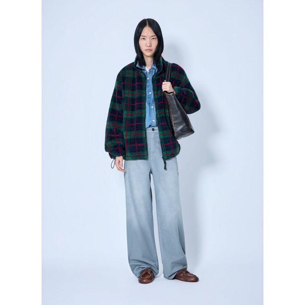 Miu Miu Women Checked Teddy Zipper Jacket - Picture 2 of 6